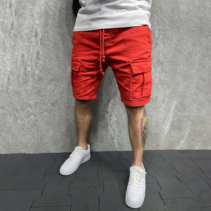 Mens Sports Pocket Workwear Casual Loose Shorts Casual Jogging Shorts Fashion Twill Large Size Multi-Pocket Cargo Pants 2024