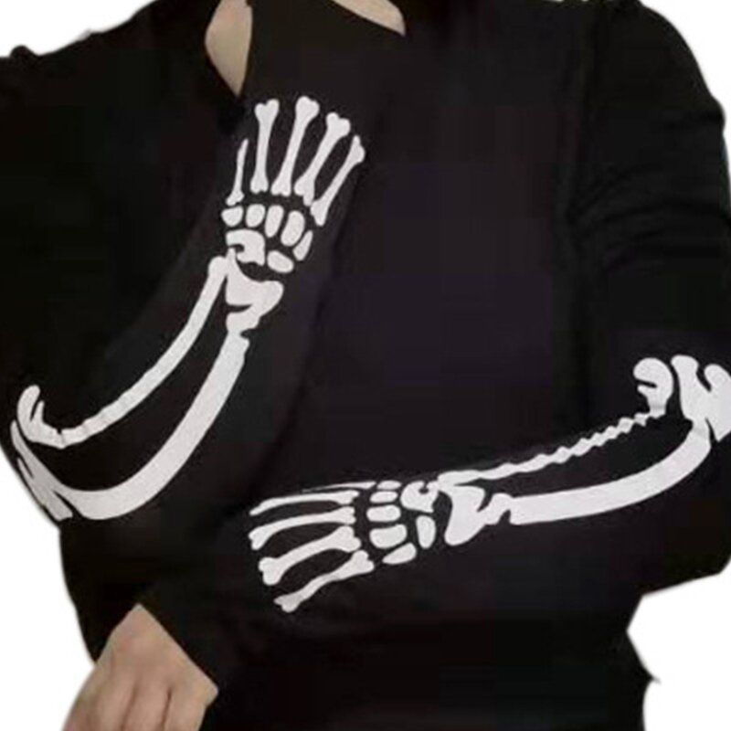 Pesta Halloween Skeleton Cetak Kaus Kaki Wanita Tabung Panjang Di Atas Lutut Kaus Kaki Paha