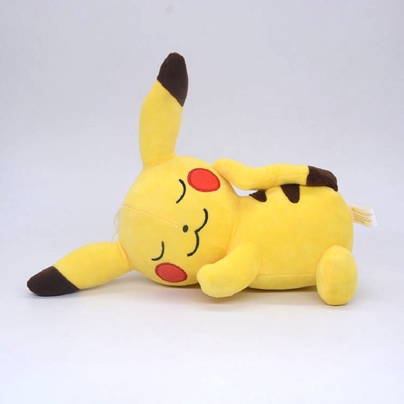 Pokémon Pikachu dormindo bonecas de pelúcia para crianças, figura anime, modelo recheado de animais, brinquedo pingente, presentes de Natal, 20-25cm