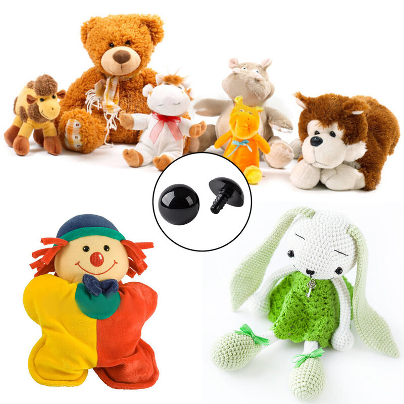 100pcs 8/10/12/14mm occhi di sicurezza in plastica per giocattoli fai da te Mix Size Crochet Animal Eye per giocattoli per bambole accessori amigurumi