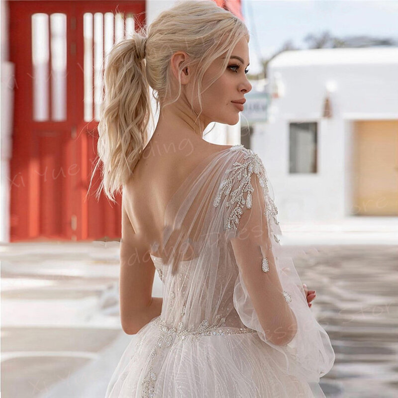 2024 modische eine Linie Frauen Brautkleider sexy eine Schulter Spitze Applikationen Brautkleider Prinzessin Vintage Vestido de Noivas