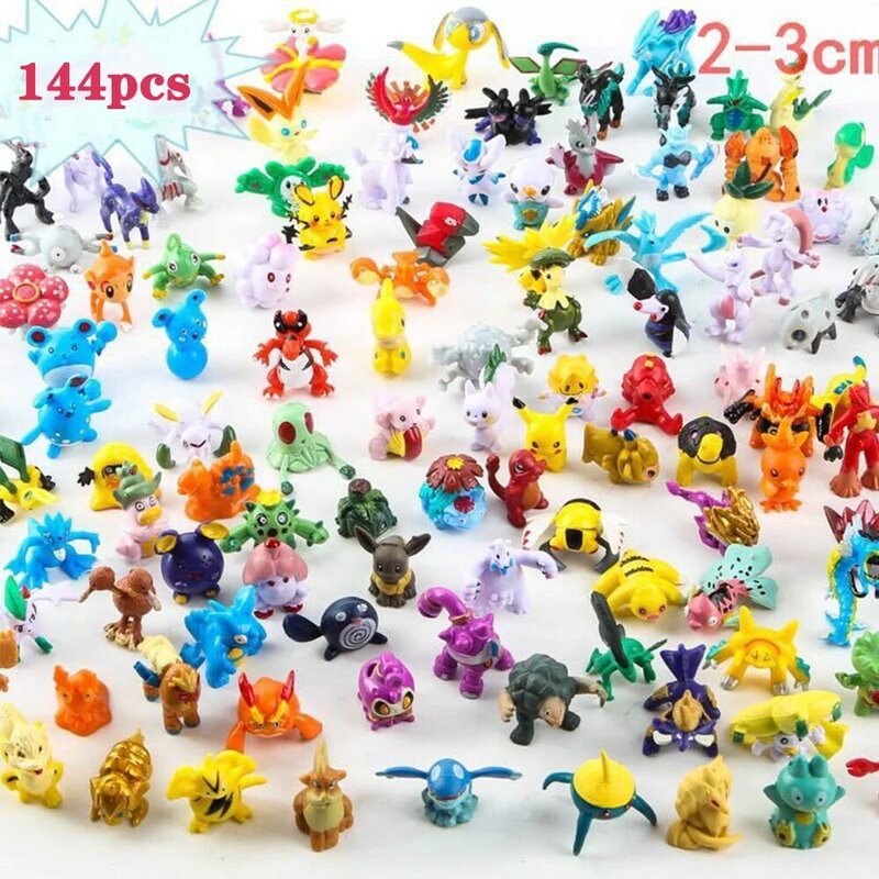 144 Style Pokemon Figure Toys Anime Pikachu Action Figure Model Ornamental Decoration Collect Toys For Children's Christmas Gift