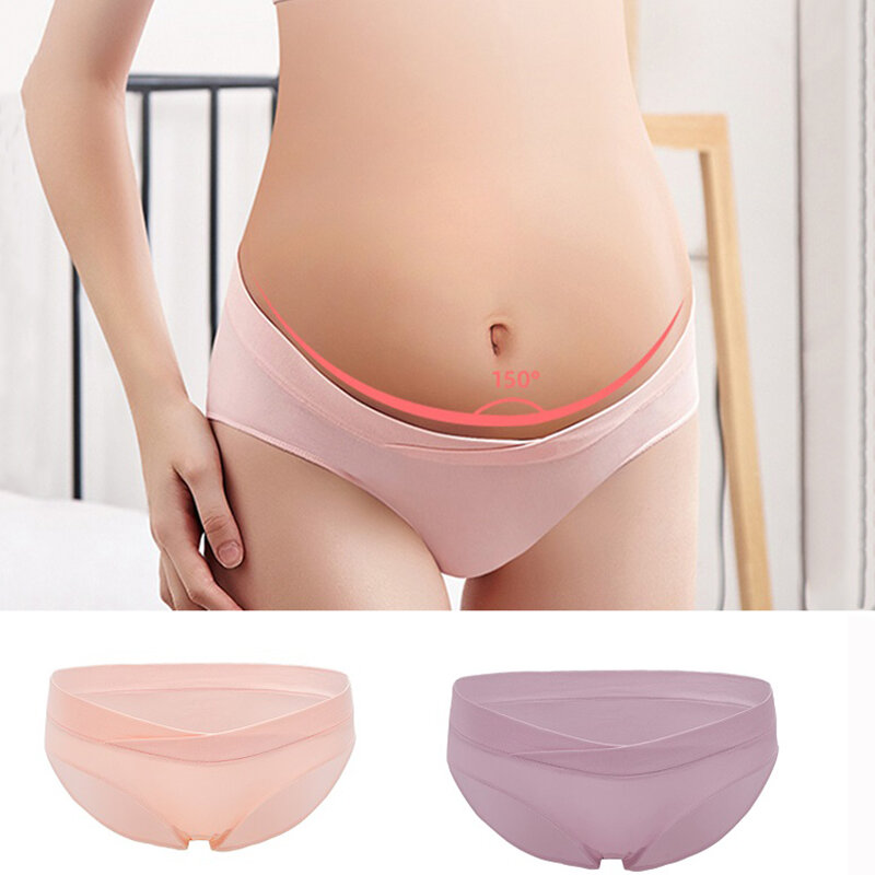 Pregnancy Large Size Underwear Postpartum Low Waist Panties Seamless V-shaped Criss Cross Belly Support Martenity Briefs New