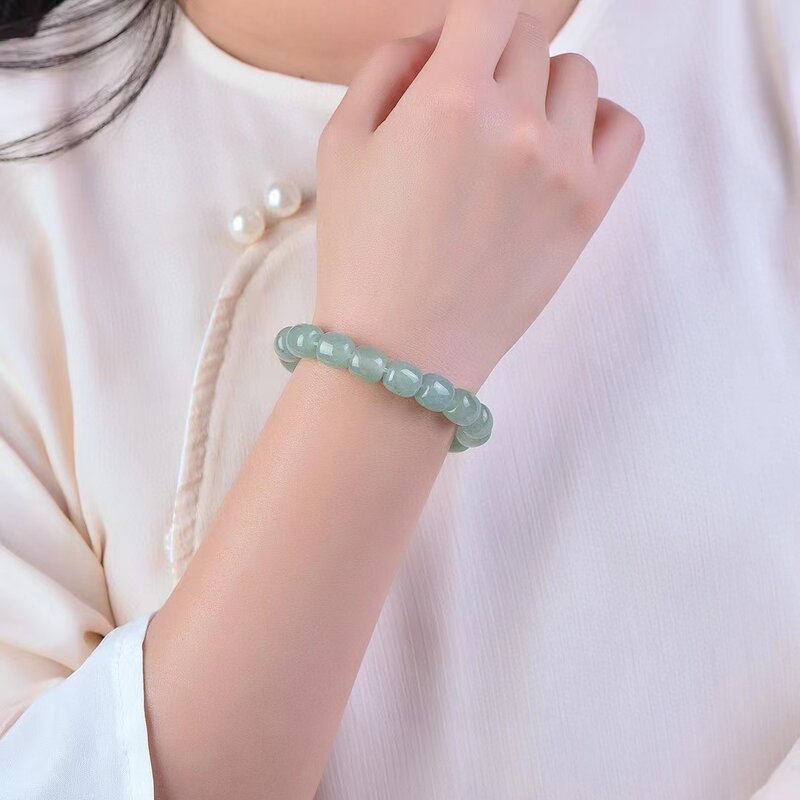 Awenturyn Jade Apple Beads Hand Chain Natural Green Stone Bransoletka damska Elastyczna bransoletka Biżuteria Stylowe akcesoria z kamieni szlachetnych