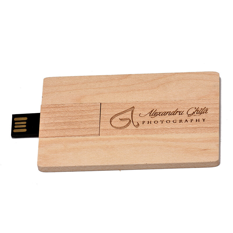 JASTER-unidad Flash USB con tarjeta de madera, pendrive personalizado de 128GB, 64GB, 32GB, 16GB, 8GB y 4GB