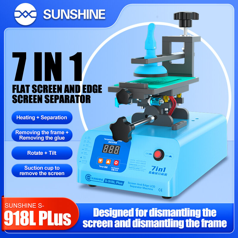 SUNSHINE S-918L Plus 7in1 Edge Flat  Screen Separator Heating/separation/glue Removal/frame Removal/scren LCD Disassembly Tools