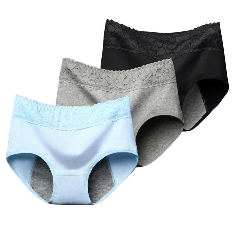 3pcs Menstrual Panties Women Leak Proof Breathable Sexy Multilayer Panties Girls Physiological Underwear Sanitary Lingerie S-Xxl
