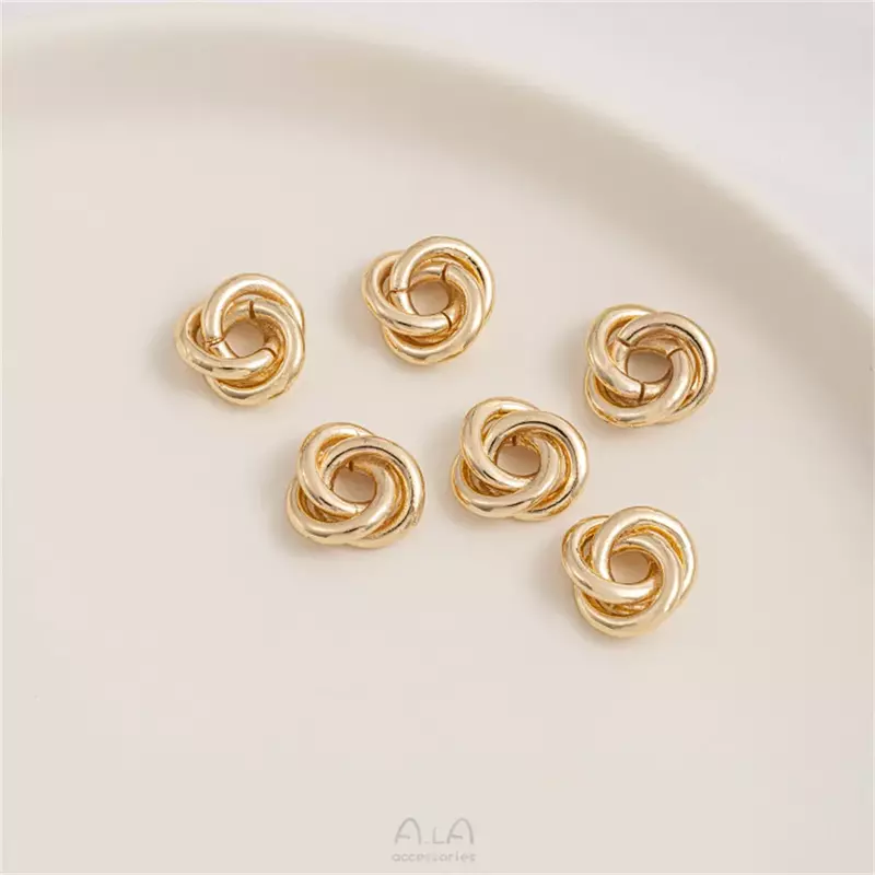 14K Gold Plating Knot Twist Ring Spacer Bead Ferrule Accessories Handmade DIY Earrings Bracelets Ear Jewelry Handmade Materials