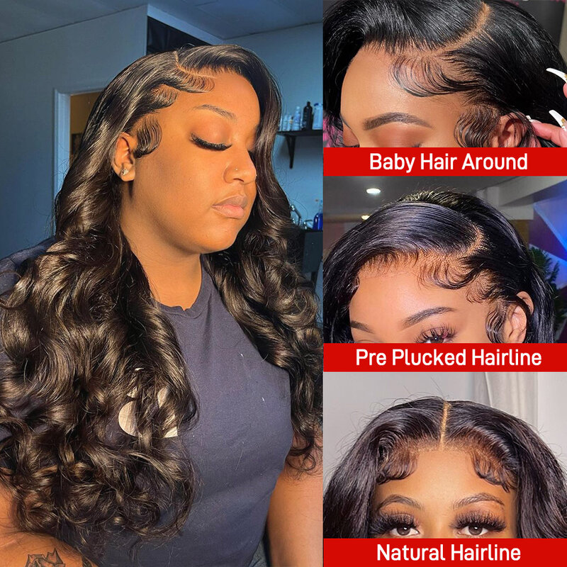 40 Inch 13x6 Hd Lace Frontal Wig Body Wave Lace Front Human Wigs Ready To Go Natural Hairline Glueless Preplucked Human Hair Wig