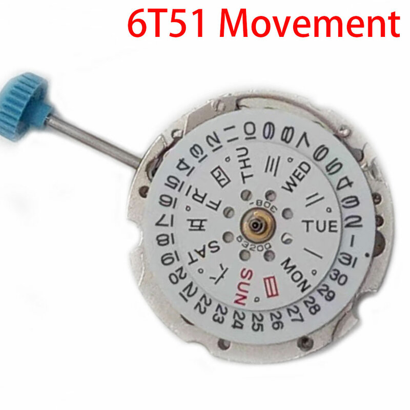 Miyota自動機械式ムーブメント時計、オリジナルの時計アクセサリー、日本の動き、女性の時計、修理部品、カレンダー、日付設定、6t51