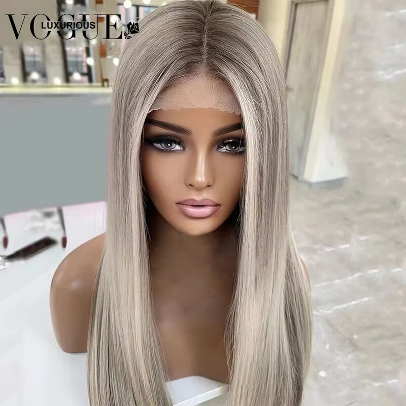 Glueless Ash Honey Blonde Highlight Colored Straight Human Hair Frontal Wigs 13X4 Transparent Lace Front Wig 250 Density On Sale