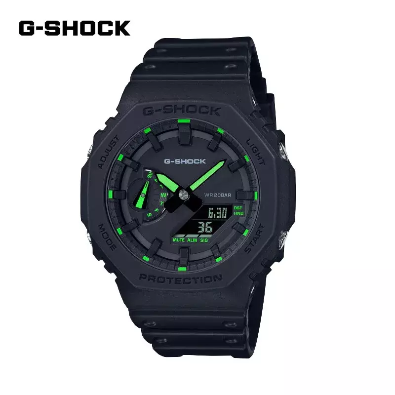 G-SHOCK męski zegarek GA2100 sportowy odporny na wstrząsy budzik modny wielofunkcyjny zegarek kwarcowy z podwójnym wyświetlaczem LED