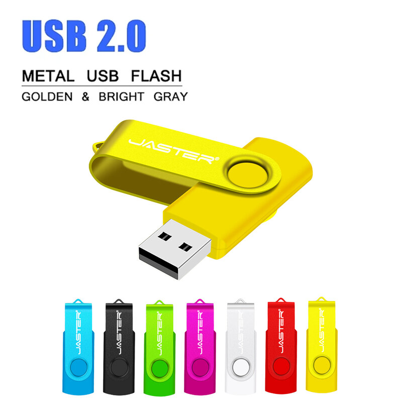Jaster-回転する黄色のUSBフラッシュドライブ,クリエイティブなギフト,プラスチック製のペンドライブ,8GB, 4GB, 32GB, 64GB, 128GB