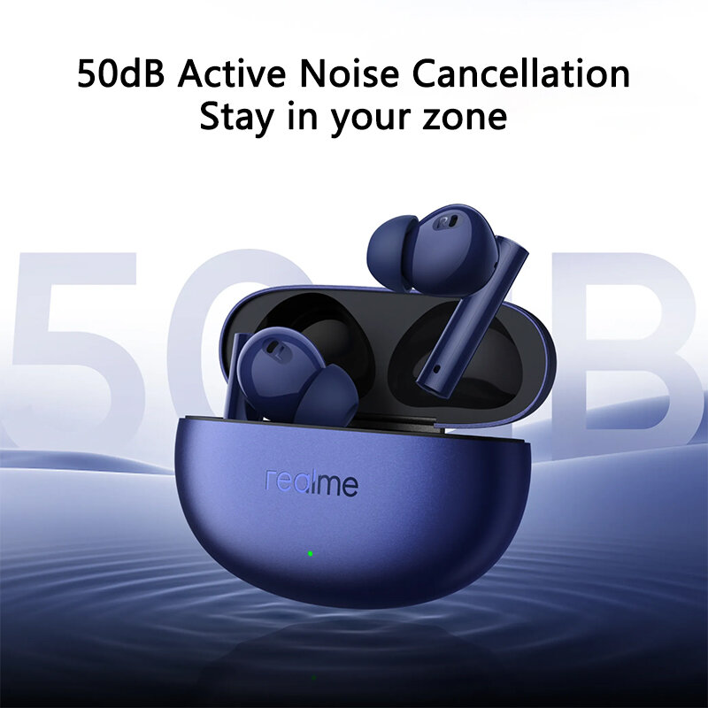 Realme-Écouteurs Air 5 TWS avec suppression active du bruit, version globale, IPX5, Bluetooth 5.3, 50dB, autonomie de 38 heures