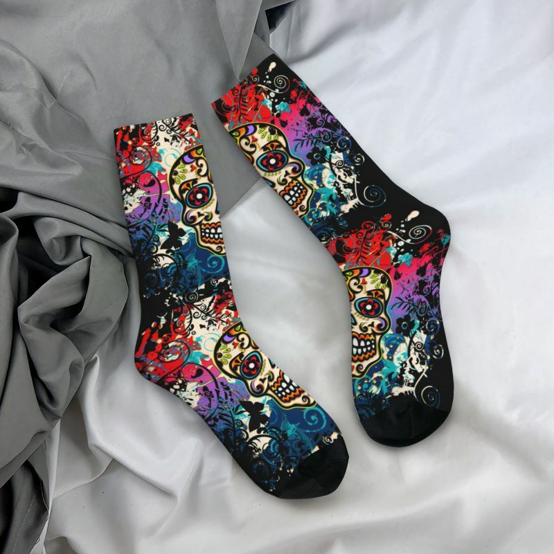Новинка мужские носки унисекс с изображением мексиканского дня мертвецов сахарного черепа теплые Дышащие Короткие носки с 3D-принтом для Хэллоуина
