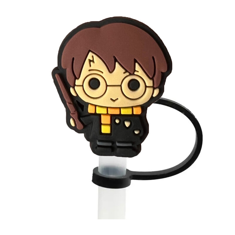 Hot Toys Harry Potter Straw Cover Cap 10MM Drink Straw Plug Reusable Splash Proof Drinking Fit Cup Straw Cap Charms Pendant