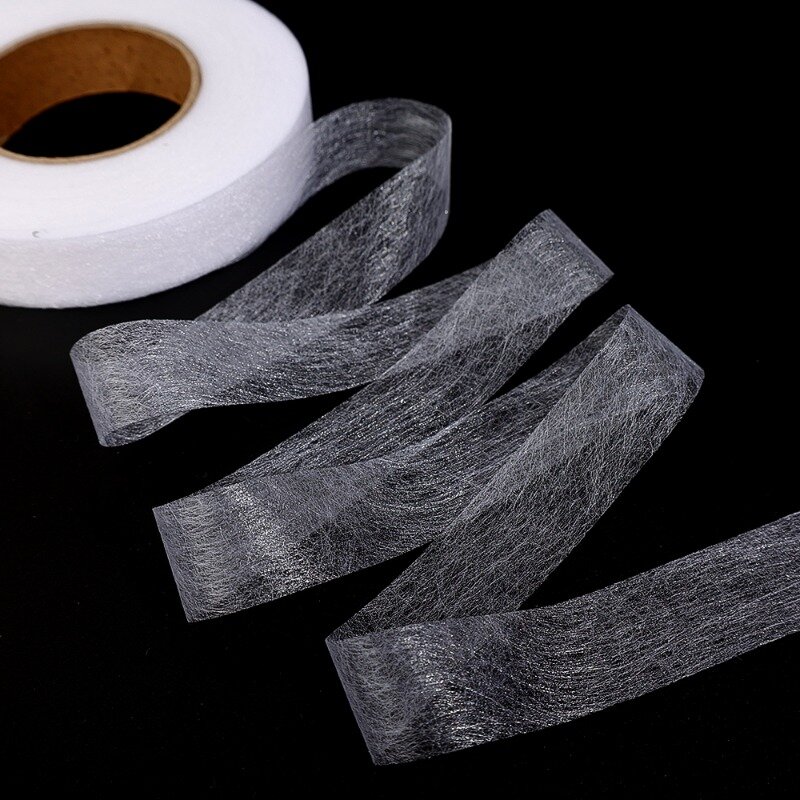 เทปผ้าใยสังเคราะห์1/3ม้วนเทปกาวสองด้านเทปเฮ็มขอบสั้นเทปแปะหน้ากาก DIY เสื้อผ้ายีนส์เย็บขนาดสั้น