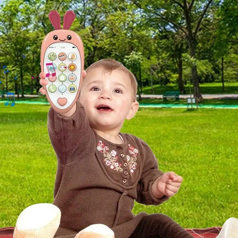 Kolorowa w kształcie marchewki zabawka na telefon komórkowy rodzic-dziecko interaktywna wczesna edukacja miękka błyskawica muzyczna zabawka na telefon dla dzieci