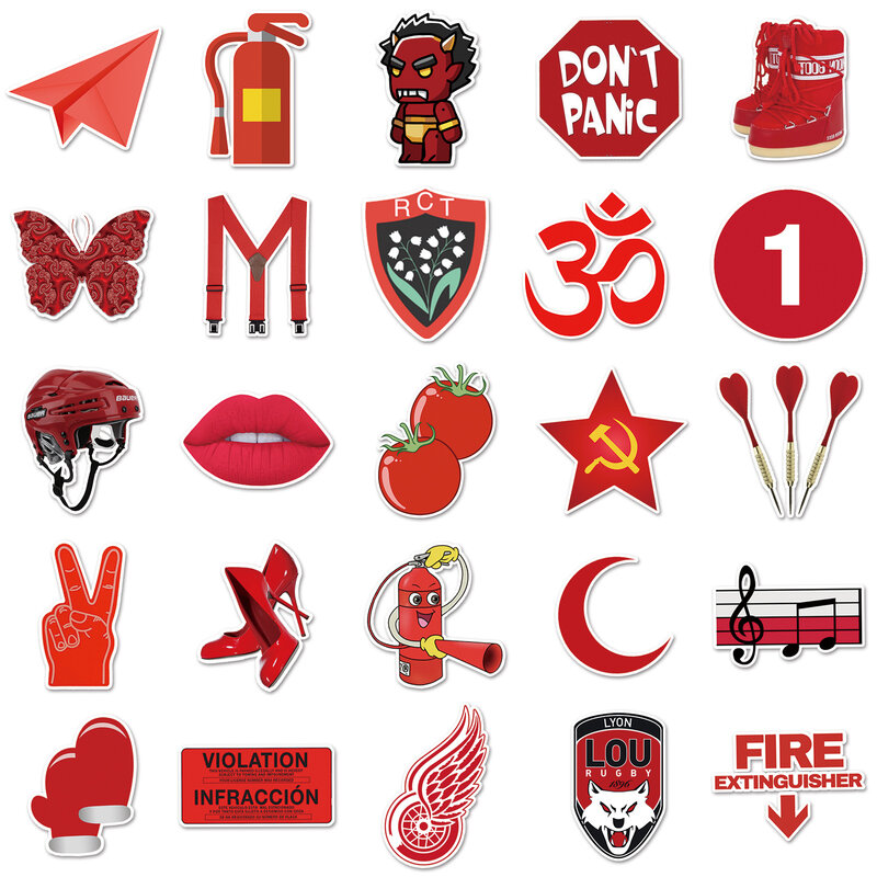 Red Cartoon série Graffiti adesivos, adequado para laptop, capacetes, decoração desktop, brinquedos DIY, atacado, 50pcs