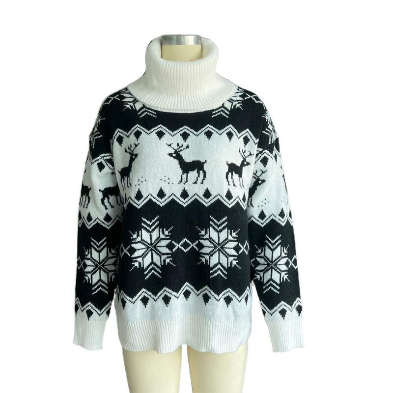 Maglione donna Chic maglione Pullover antivento Skin-Touch maglione lavorato a maglia Jacquard natalizio caldo da donna