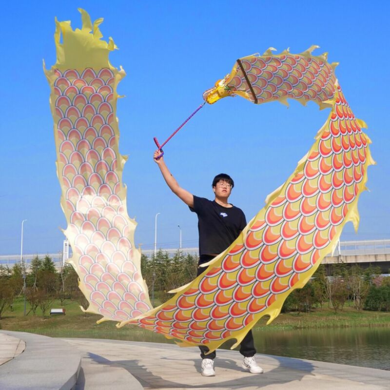 Dragon Head Ribbon para Celebração do Festival, Performance Props, Dragões Tradicionais, Brinquedo de Dança Chinesa, Acessórios, 6 m, 8 m, 10 m