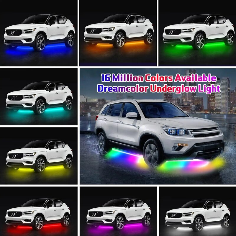자동차 유연한 언더글로우 스트립 조명, LED 언더바디 원격 앱 제어, RGB 네온 조명, 자동 장식용 분위기 램프