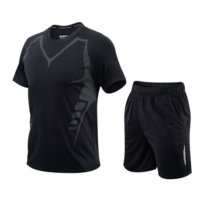 Letnia moda męska odzież sportowa koszulka z krótkim rękawem + spodenki 2-częściowy zestaw męski dres do biegania Casual zestawy odzieży męskiej