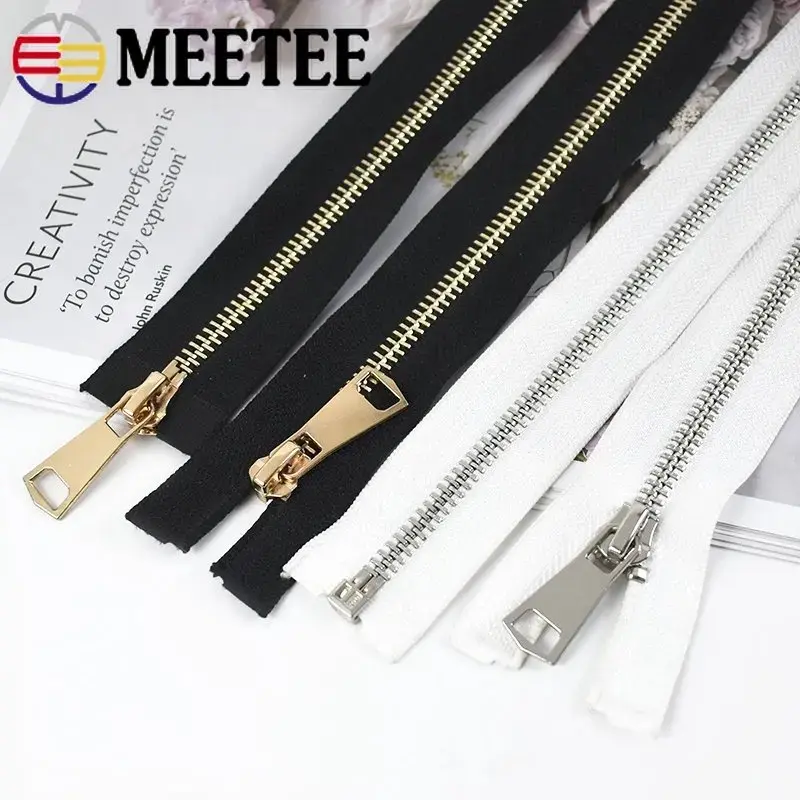 Meetee 5# 60-150cm Metal Zipper Open End Single/Double Sliders Long Zipper Clothes Down Jacket Coat Zip DIY Sewing Accessories