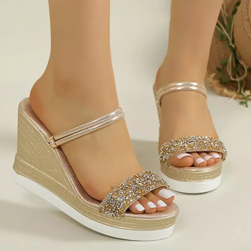 Sandali con zeppa donna 2024 nuovi sandali con tacco alto scarpe estive per donna donna designer scarpe sandali con plateau pantofole da esterno