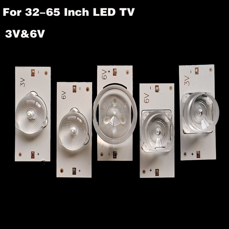 100PcsUniversal LED Backlight Strip 6V 3V SMD โคมไฟลูกปัด Optical Len Filter สำหรับ32-65นิ้ว LED TV ซ่อมบำรุงรักษาง่าย
