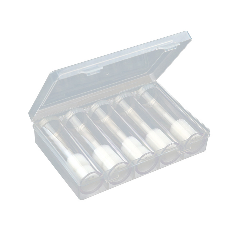 Cajas redondas de plástico transparente para almacenamiento de monedas, soporte de Tubo protector con caja de almacenamiento, 5 tubos + 1 caja de almacenamiento, 6 piezas