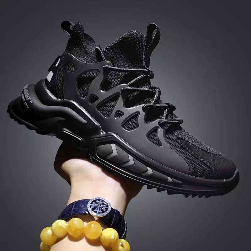 Sapato esportivo respirável de sola macia masculina, sapato de malha de lazer, tênis de caminhada e corrida, novo, primavera e outono, 2024