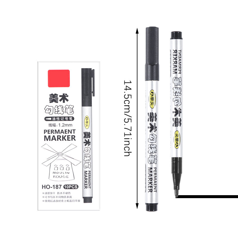 Marker Pens 1.2mm Oily Waterproof Black Gel Pen DIY Graffiti Sketching Markers Stationery Wrting School Supplies