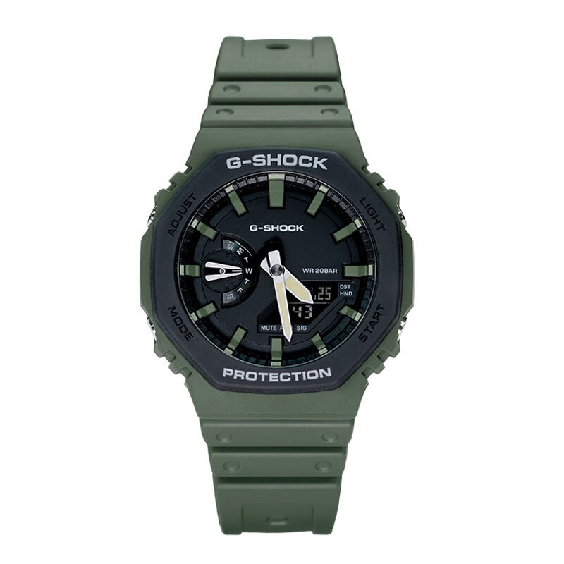 นาฬิกาควอตซ์แฟชั่น GA-2100สำหรับผู้ชาย, นาฬิกาควอทซ์แฟชั่นลำลองอเนกประสงค์หน้าปัดแอลอีดีหน้าปัดแสดงผลคู่แบบสปอร์ตกลางแจ้ง