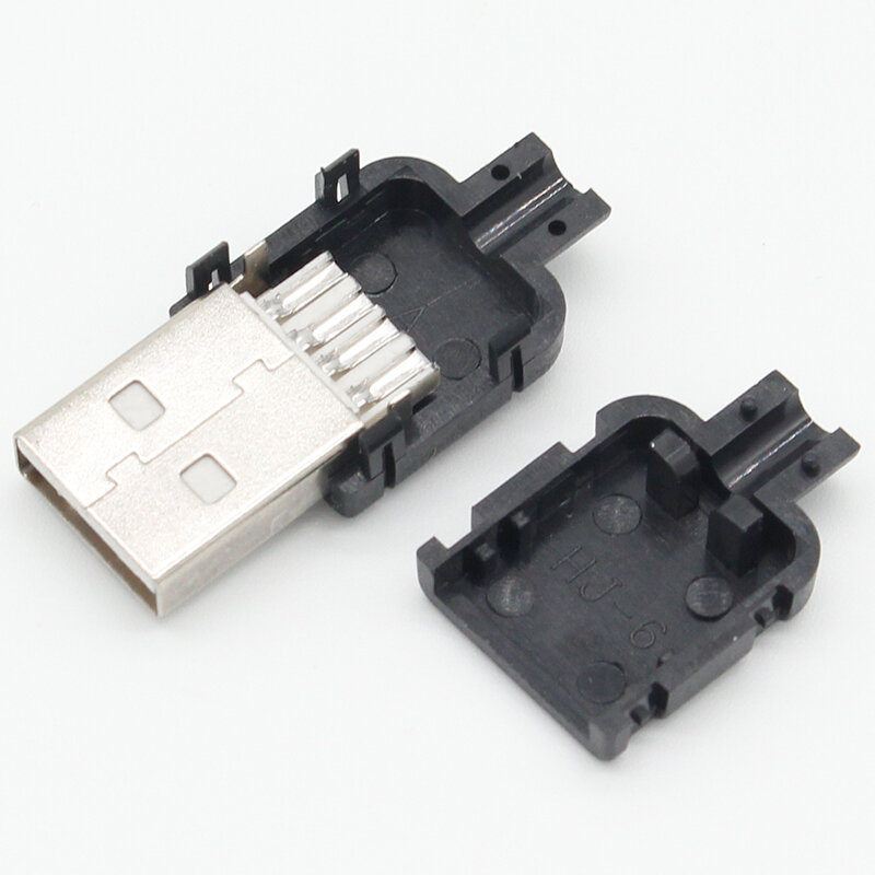 10 zestawów DIY złącze USB 2.0 wtykowe typ męski 4-pinowe gniazdo adaptera montażowe typ lutowania czarne plastikowa powłoka do połączenia danych