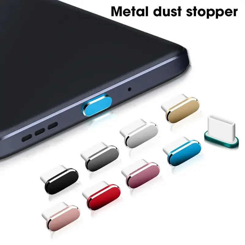 Bouchon anti-poussière en métal de type C pour Samsung Xiaomi Huawei, protecteur universel de port de charge de type C, bouchon anti-poussière, 1 pièce, 5 pièces