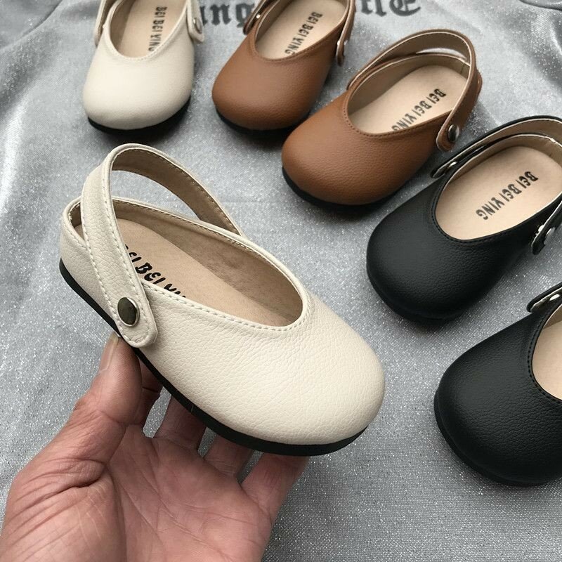 2024 New Korean Edition Princess Shoes Girls Leather Sandals Baby Fashion Slippers girl shoes