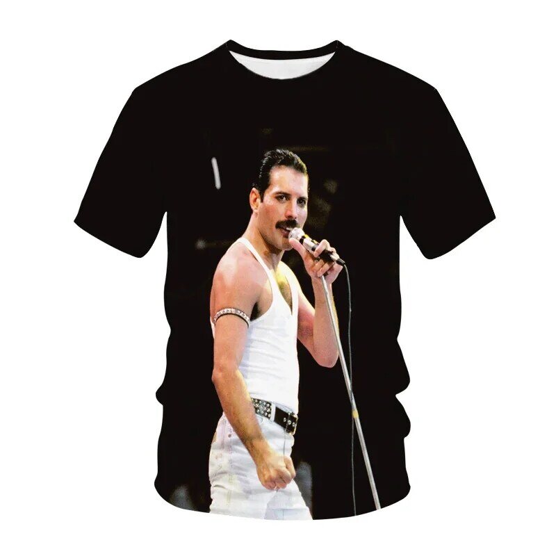 T-shirt à manches courtes imprimé 3D unisexe, haut à col rond, vêtements de rue classiques, Hot Rock Band Queen, été 2024