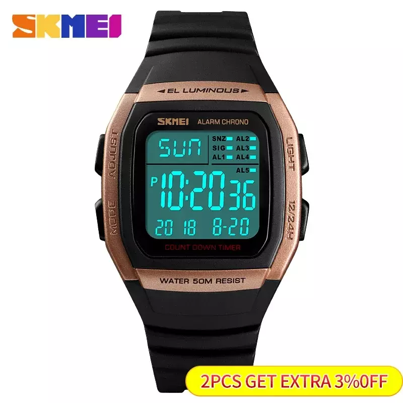 SKMEI Men Wristwatch Casual Outdoor Male Clock Luminous montre homme Digital Dual Time Sport Mens Watches 1251 2100 1278