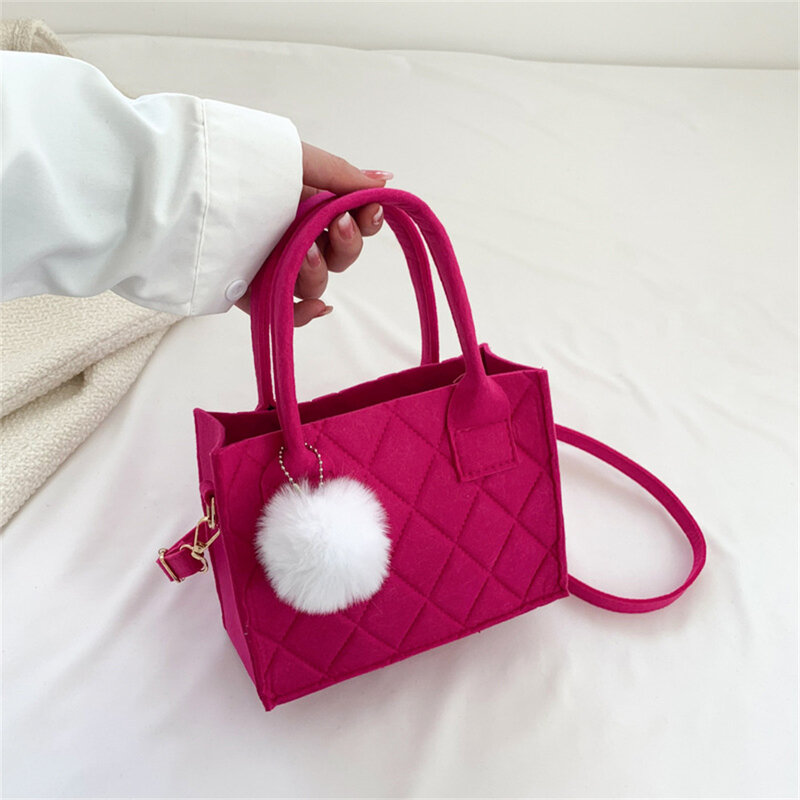 Frauen kleine quadratische Tasche neue einfache und vielseitige lässige Handtasche Mode beliebte Filz One shoulder Umhängetasche