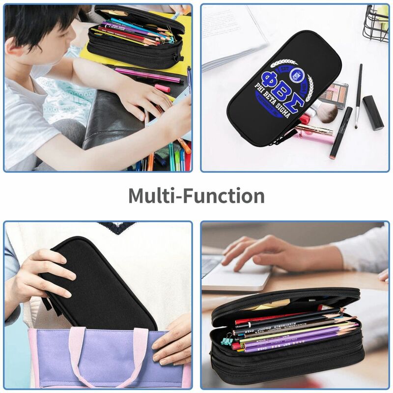 Phi Beta Sigma PBS Fraternity Big Capacity Pencil Pen Case Stationery Bag Pouch Holder Box Organizer Teens Girls Adults Student