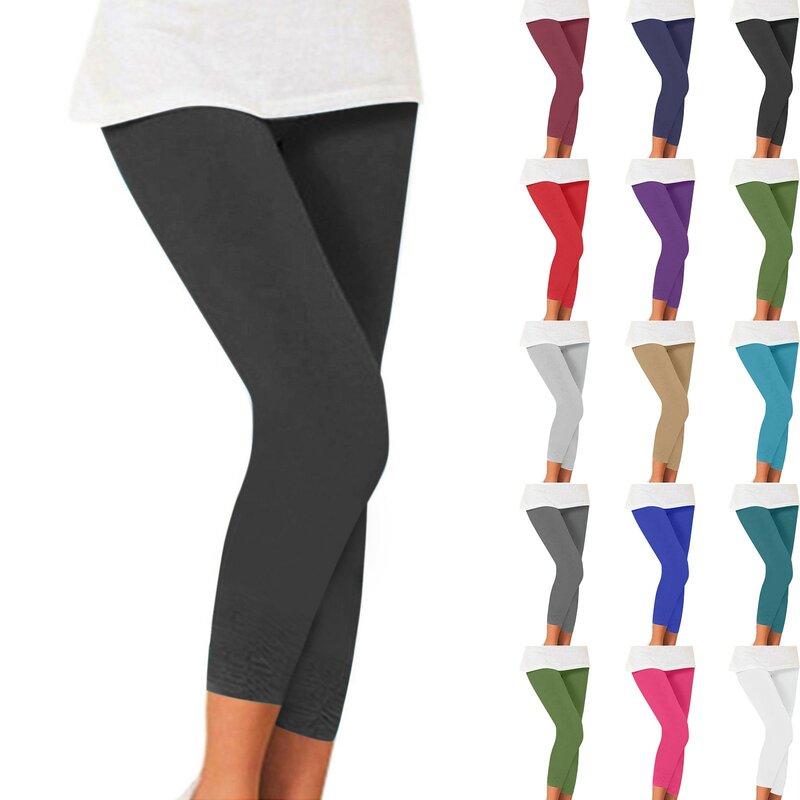 Leggings Capri elásticos para mujer, pantalones pitillo de Yoga, Color caramelo, talla grande, novedad de verano, 2024