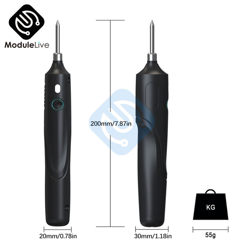Kit de solda elétrica recarregável, mini USB, luz LED, ferro sem fio, 3.7v, 4v, 18650 carga