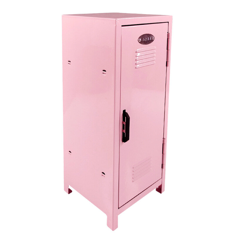 1Pc Desktop Locking Storage Box Mini Cosmetic  Iron Storage Cabinet Cute Girl Heart Small Cabinet Box For Gifts