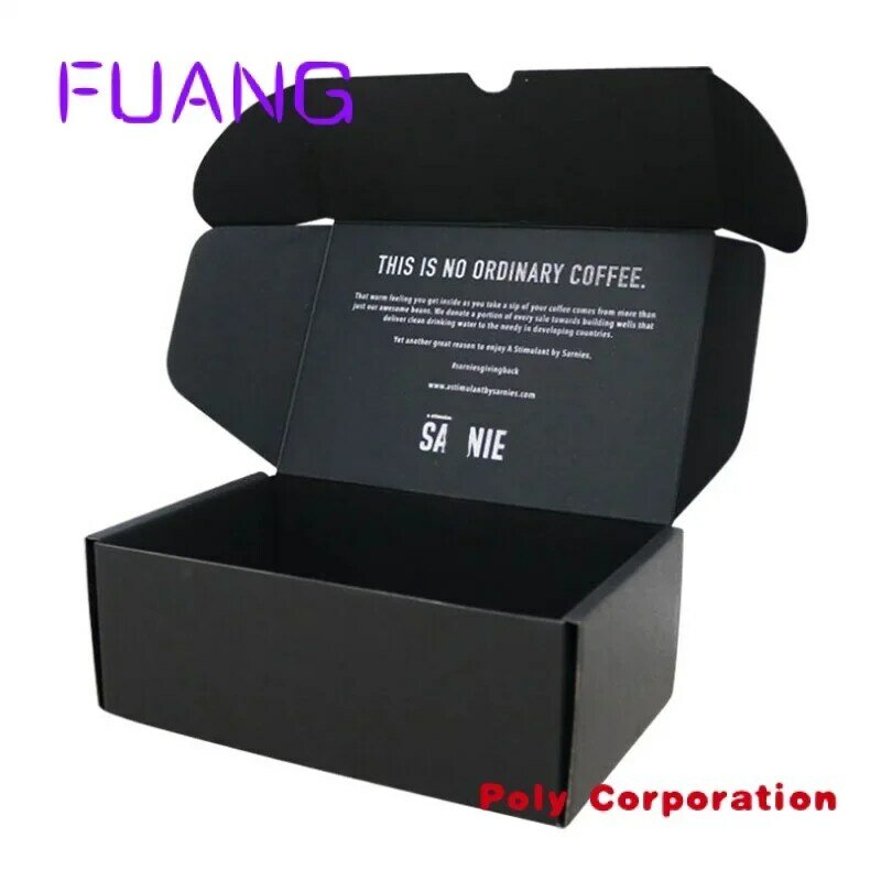 Niestandardowe Logo na zamówienie z nadrukiem perfum papierowe pudełko do pakowania czarny wysyłka tektura falista skrzynka pocztowa dla małych