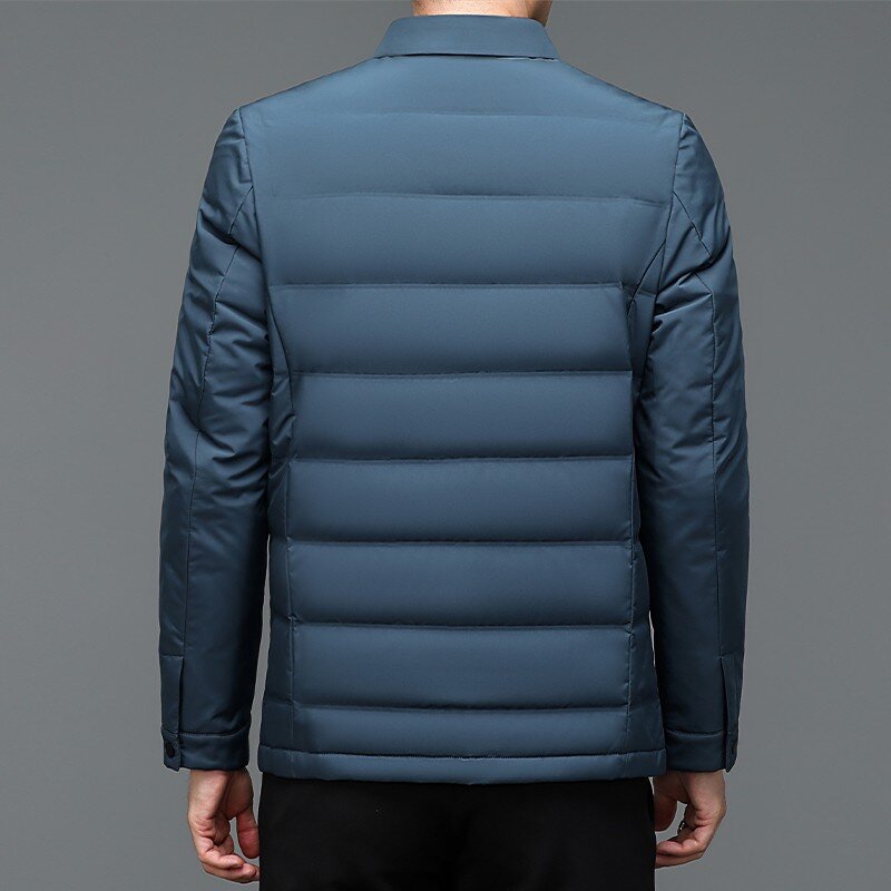 New White Duck Down Zipper Men's Jackets High Quality Solid Color Business Casual Autumn Winter Simple Classics Down Man Coats