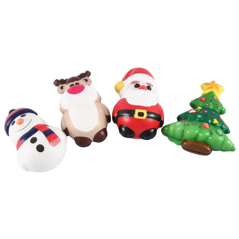 4Pcs PU Anti Stress Reliever Toy Doll Santa Claus Reindeer Christmas Gift Slow Rebound Antistress Squeeze Toy