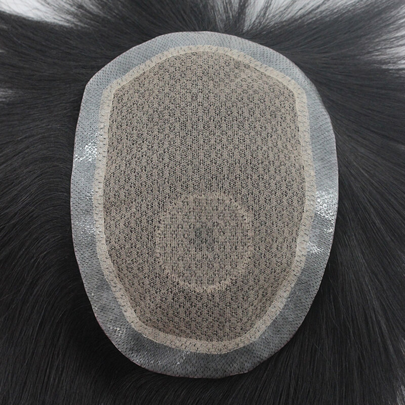 Tupé transpirable de encaje duradero para hombre, peluca hecha a mano de 130% de densidad, peluca de cabello humano Real Natural, tupé, unidad de sistema de reemplazo