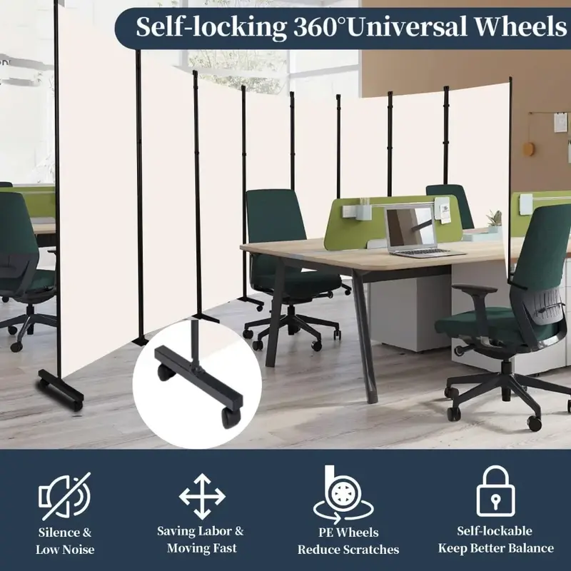 Cubicle Office Partition Moving Room Divider Folding Privacy Screens With Lockable Wheels Soundproof Booth Partition Desk Screen