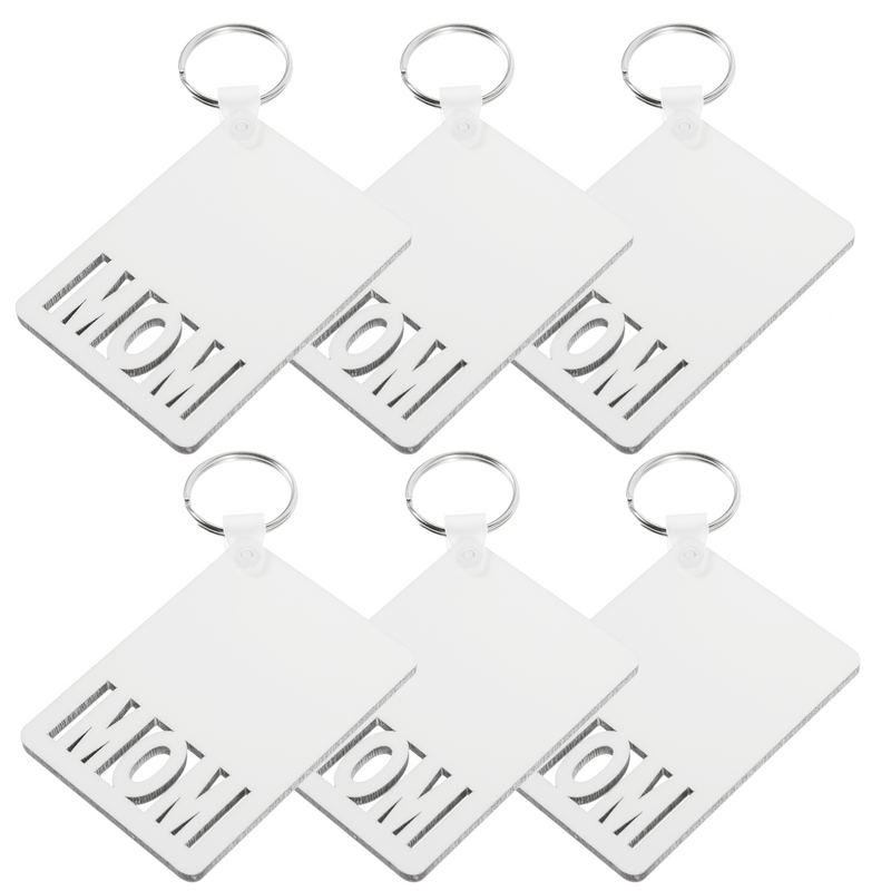 6 Pcs Heavy Mother's Day Keychain Dad Decor DIY Sublimation Blanks Wooden Key Rings For Car Keys